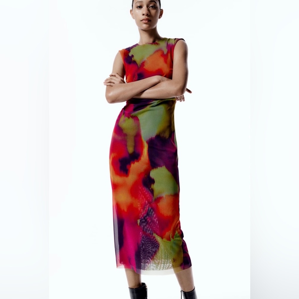 Zara printed tulle dress (new w/ tags)